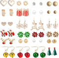 24-Pair Christmas Stud Earrings Set for Women