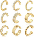 9-Piece Gold Cuff Earrings Set