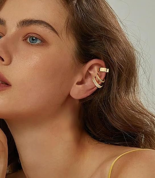 9-Piece Gold Cuff Earrings Set